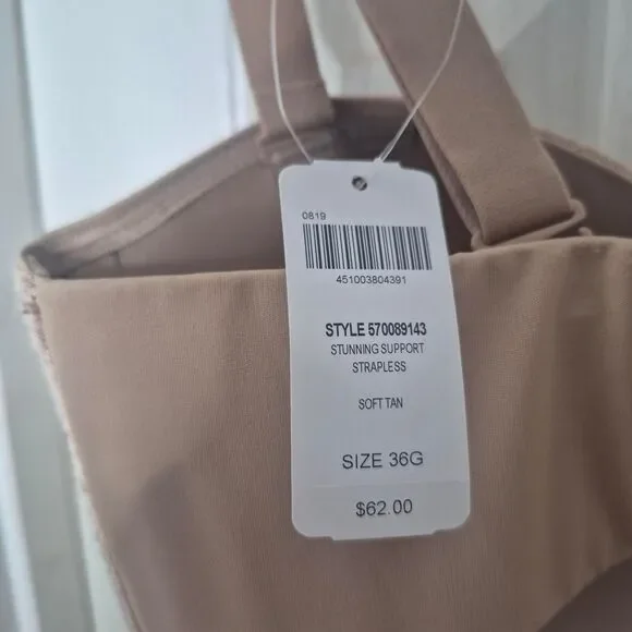 Soma Soft Tan Stunning Support Strapless Underwire Bra Size 36G NWT - Picture 3 of 3